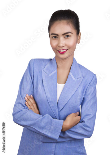 Asian business woman smiling.