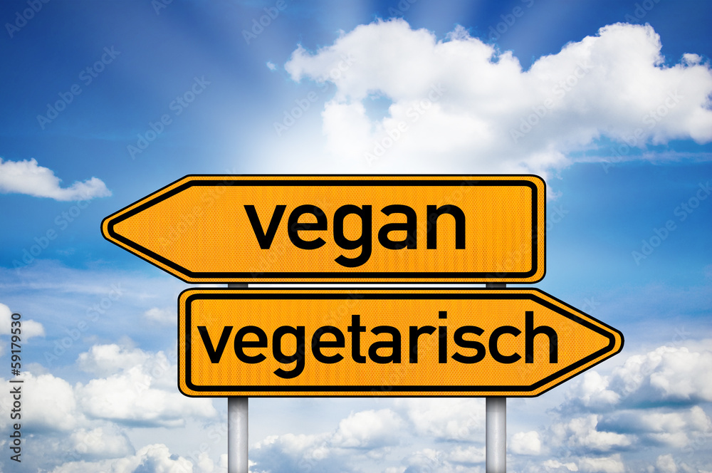 Fototapeta premium Wegweiser mit vegan und vegetarisch