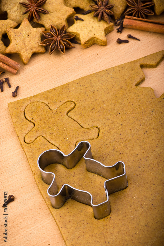 Baking ingredients for Christmas cookies and gingerbread Baking ingredients for Christmas cookies and gingerbread