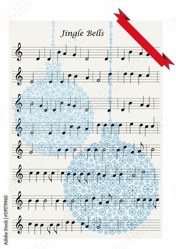jingle bells notes and snowflakes christmas balls