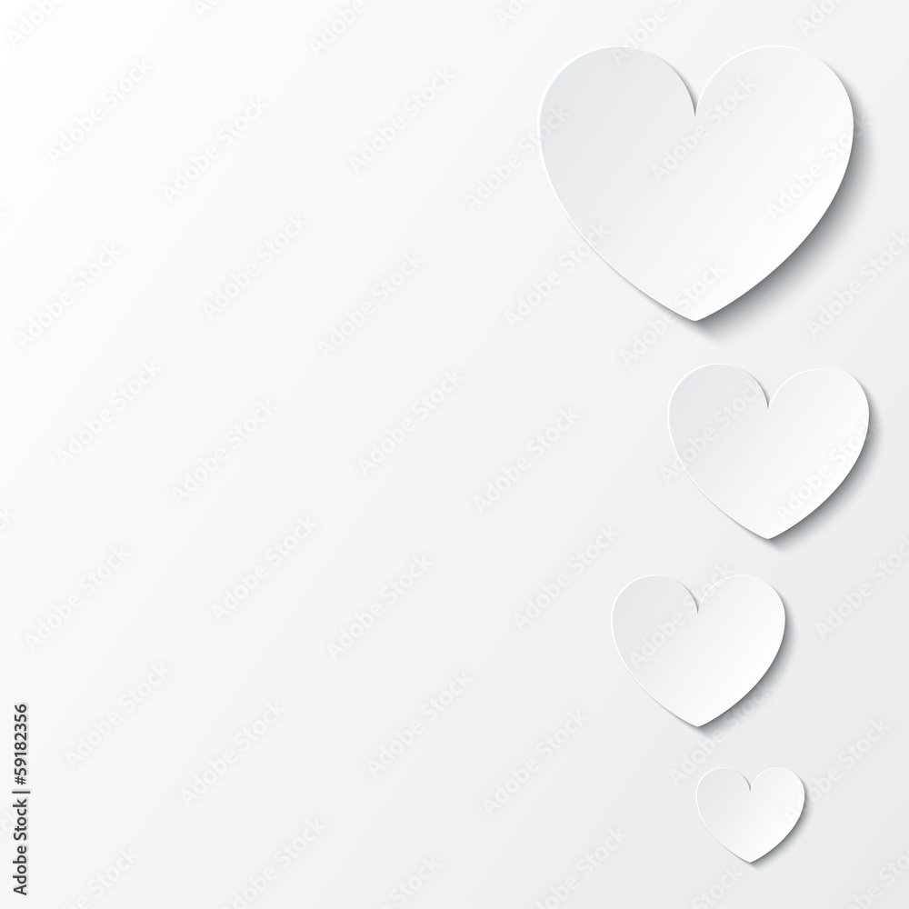 Paper hearts Valentines day card on white. Paper hearts Valentines day card on white.
