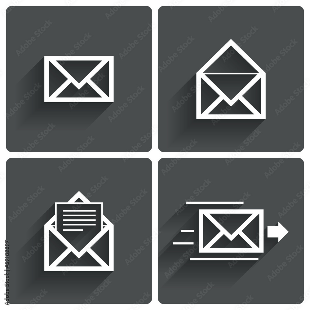 Mail icons. Mail delivery sign. Letter in envelope Mail icons. Mail delivery sign. Letter in envelope
