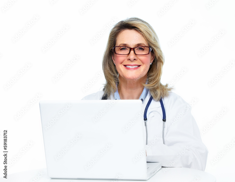 Doctor with laptop. Doctor with laptop.