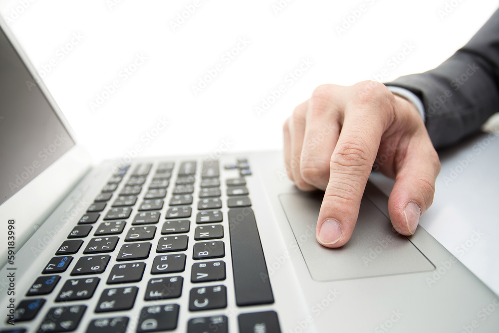 Close-up of male hands typing on laptop Close-up of male hands typing on laptop