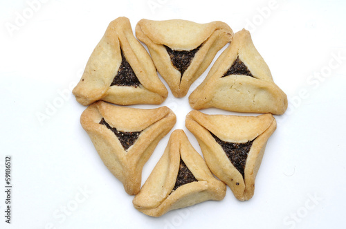 Cookies for a holiday purim on a white background
