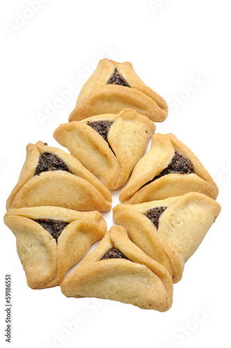 Cookies for a holiday purim on a white background