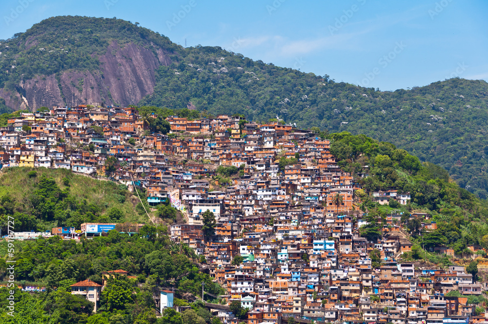 View of Poor Living Area on the Hills of Rio de Janeiro, Brazil