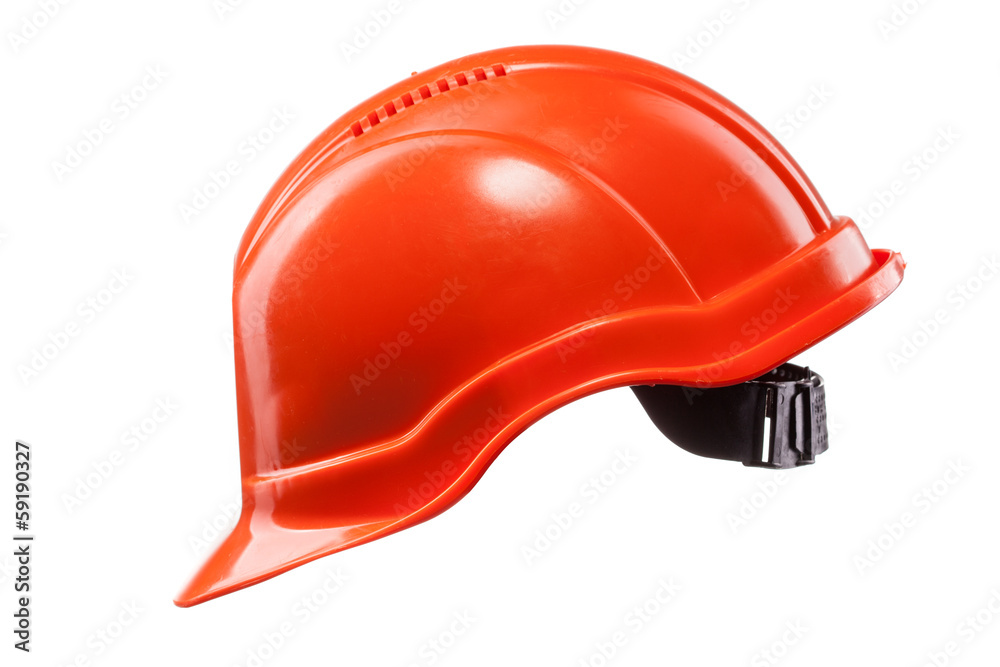 Fototapeta premium Red hard hat isolated on white