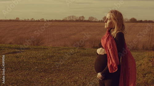 Lonely pregnant woman