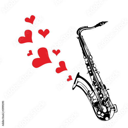 Music saxophone illustration playing a love song