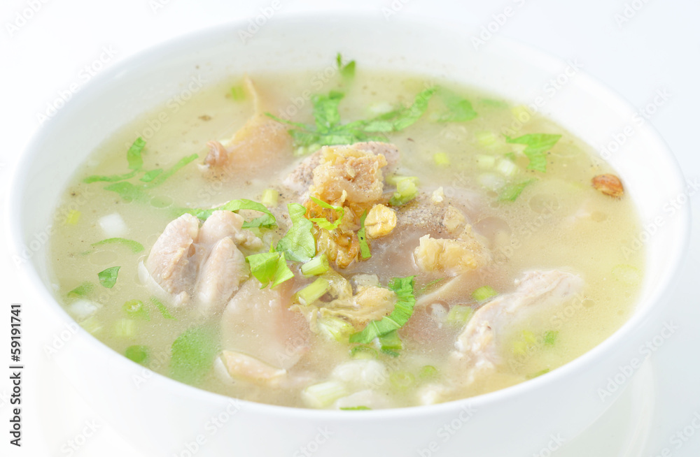 Boiled rice pork in a bowl Boiled rice pork in a bowl