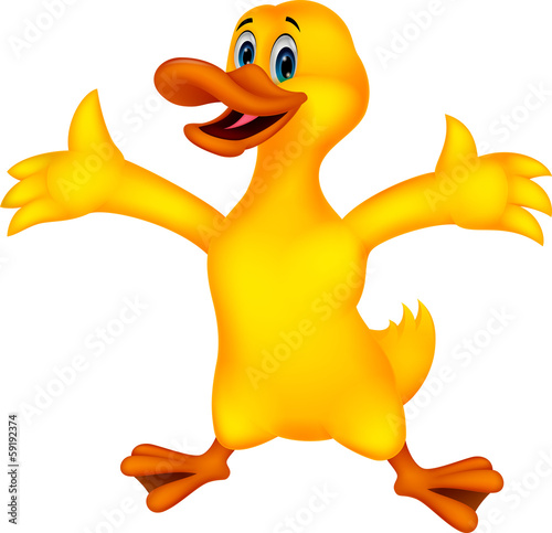 Cute duck cartoon presenting