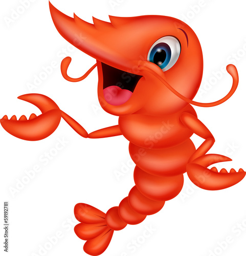 Cute shrimp cartoon presenting