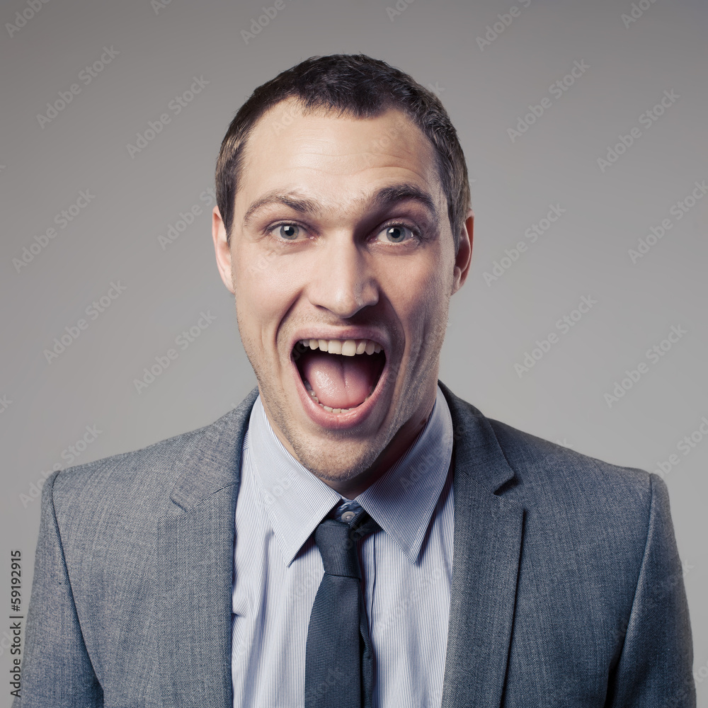 Happy Businessman Screaming