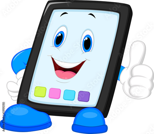 Computer tablet giving thumb up