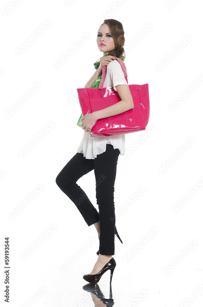 Full length of fashion model with the bag Full length of fashion model with the bag