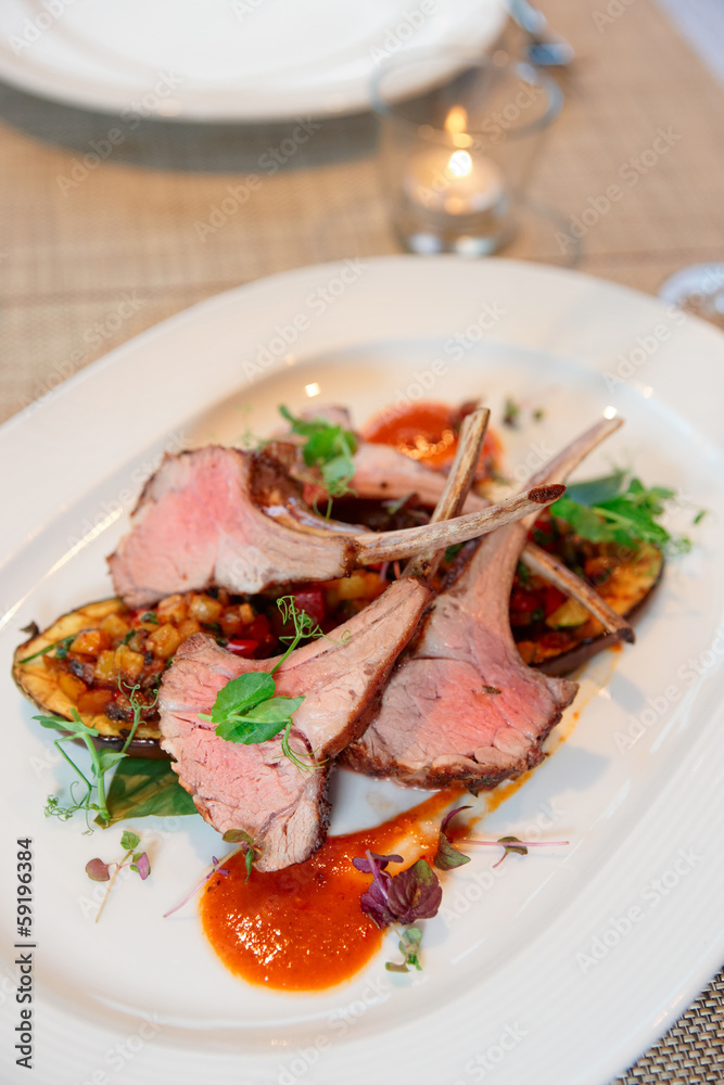 Grilled rack of lamb with vegetables Grilled rack of lamb with vegetables