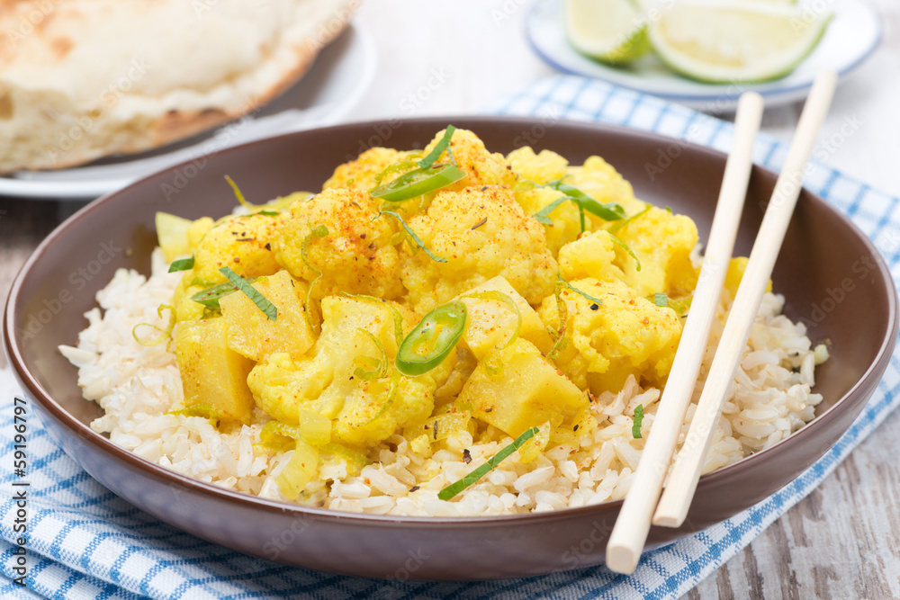curry with cauliflower and rice curry with cauliflower and rice