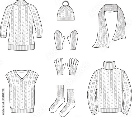 Vector illustration of winter knitwear photo