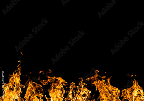 Fire flames on a black background