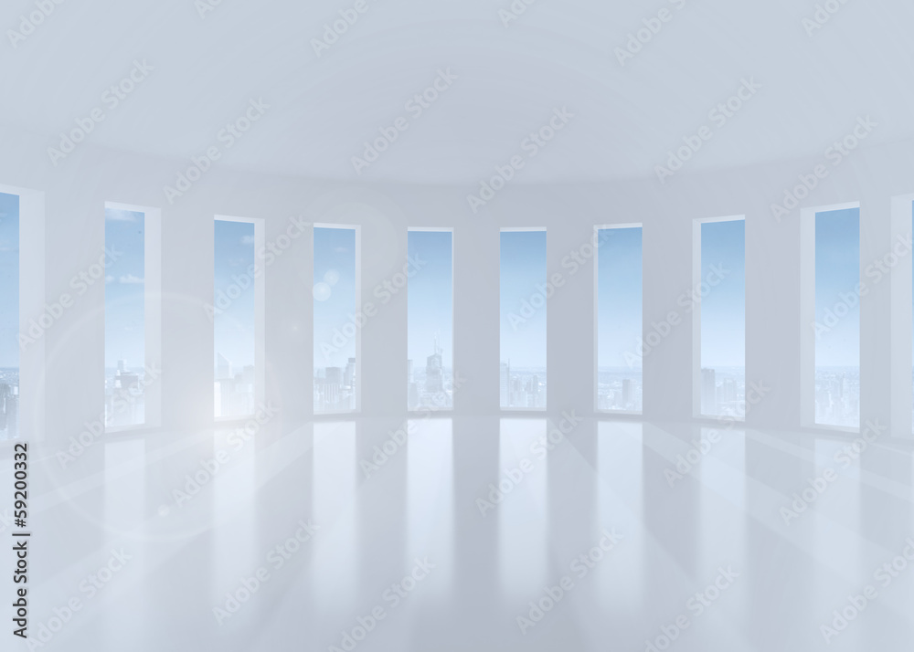 Bright white room with windows Bright white room with windows