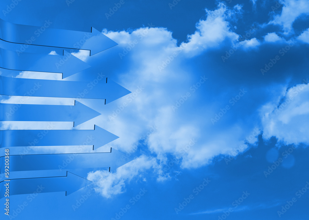 Arrows in the sky in blue