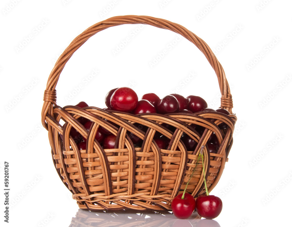 Basketful of ripe sweet cherry