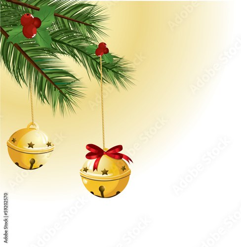 Christmas bells with red ribbon