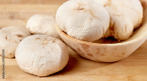 Mushrooms on the chopping board