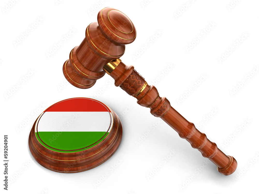 Wooden Mallet and Hungarian flag (clipping path included)