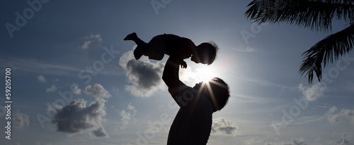 Silhouette Father with Son