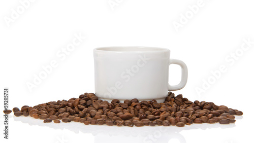 Cup of coffee with grains