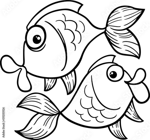 zodiac pisces or fish coloring page