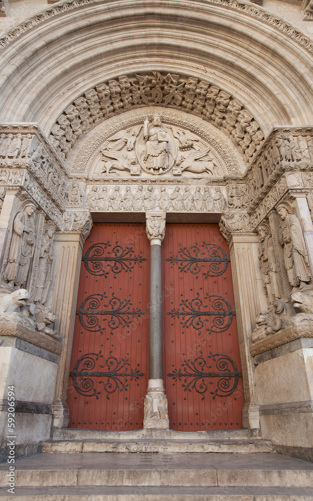 Portal (1190) of Saint Trophime Cathedral in Arles, France