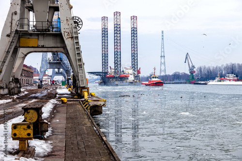 Oil rig towed to port of Gdansk, Poland. photo