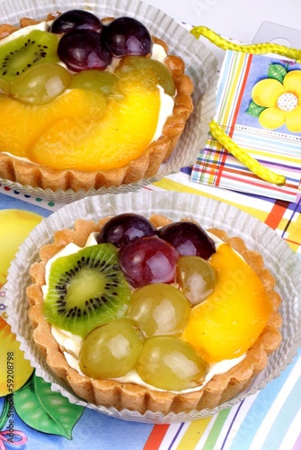 fruits in flaky pastry with cream