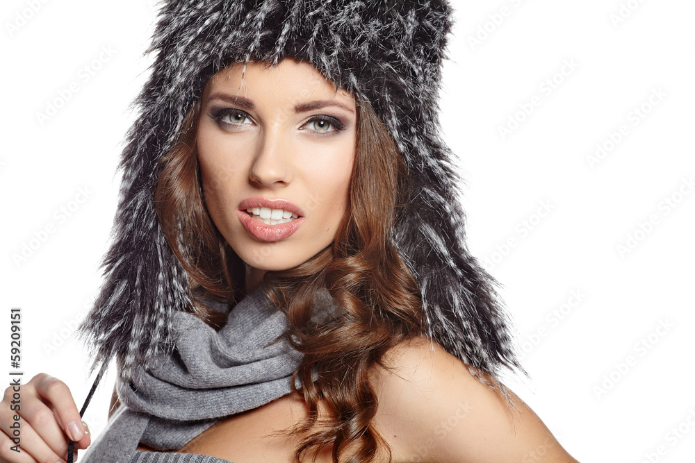 beautiful woman in warm clothing closeup portrait beautiful woman in warm clothing closeup portrait