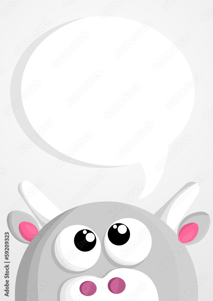Cute cartoon cow with speech bubble