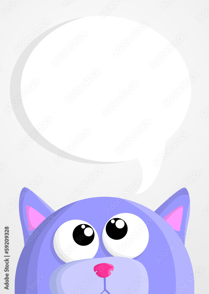 Cute cartoon cat with speech bubble