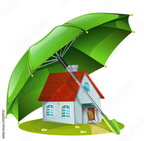 House under a green umbrella