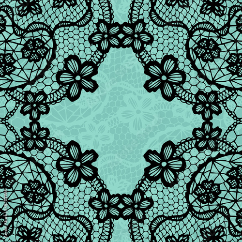 Vector black lace on texture, template. photo