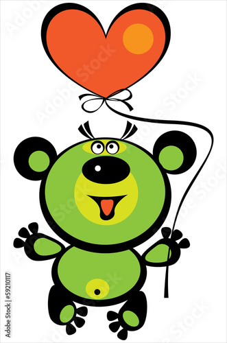 colored cute teddy bear on white background