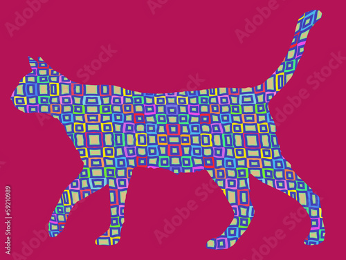 Colored abstract pattern of elements retro background cat