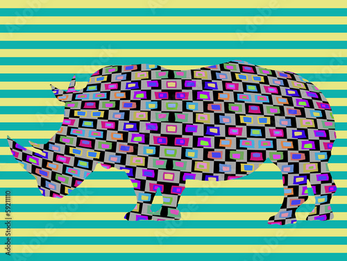 Colored abstract pattern of elements retro background rhino