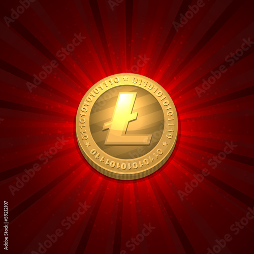 Litecoin on red background