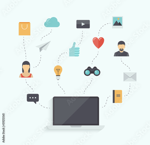 Modern communication technology flat illustration