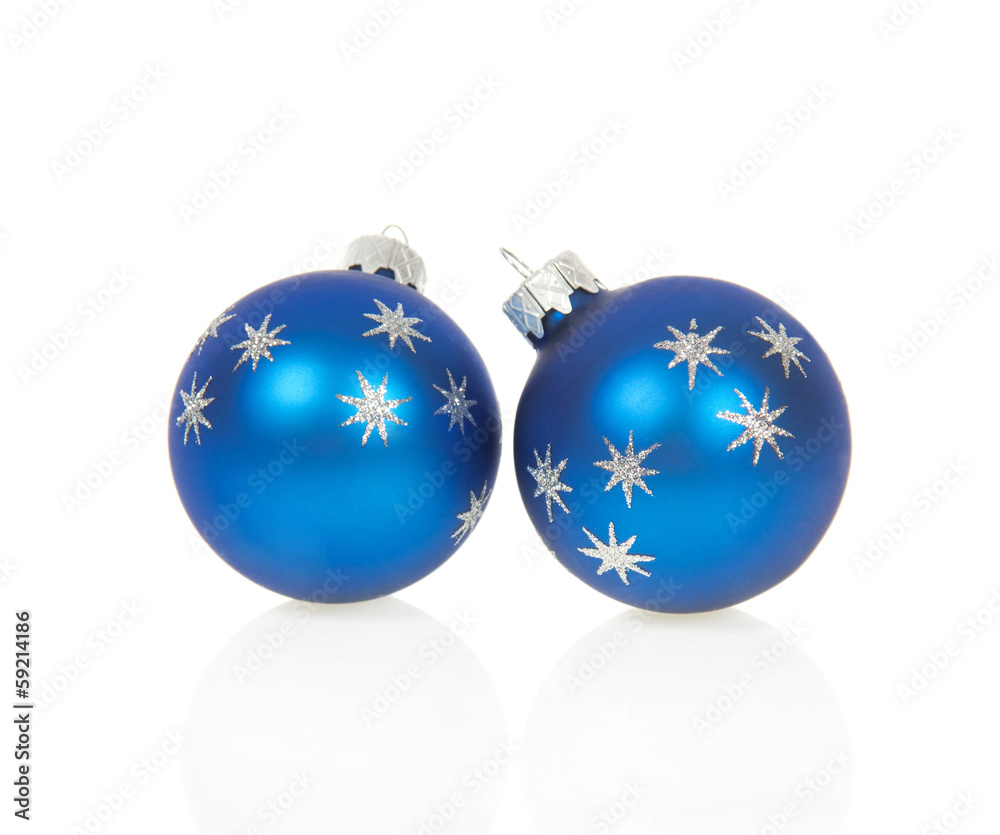Christmas blue balls isolated on white Christmas blue balls isolated on white
