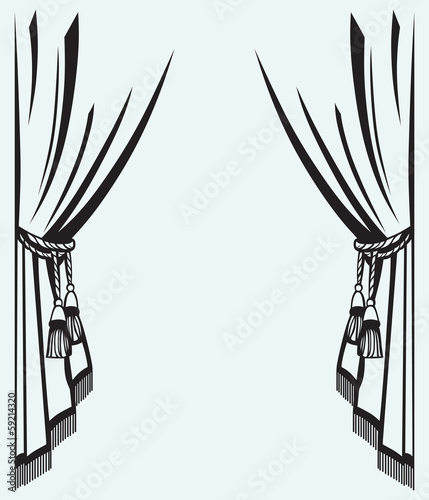 Silhouette curtain isolated on blue background