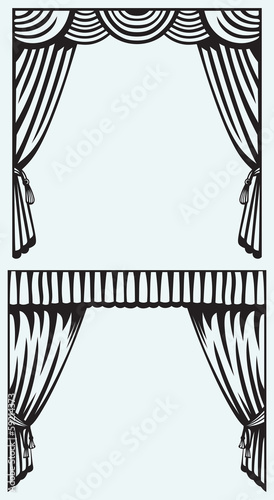 Silhouette curtain isolated on blue background