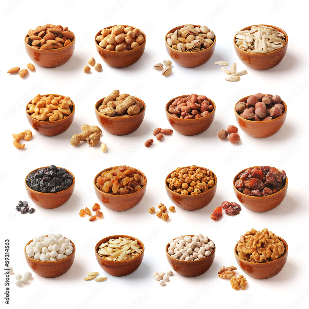 Nuts family with clipping path Nuts family with clipping path